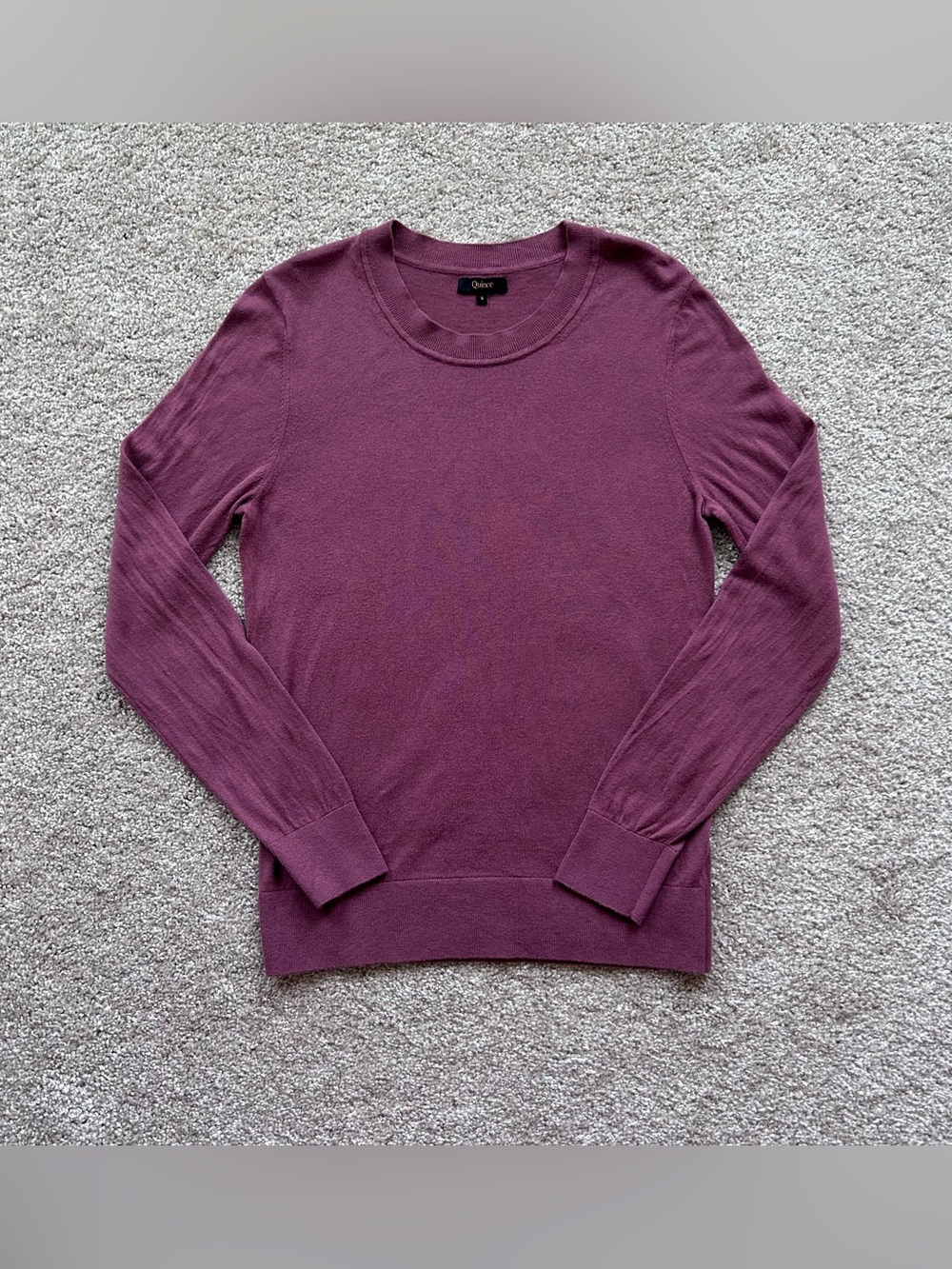 Quince Organic Cotton EcoVero Viscose Cashmere Blend Crewneck Sweater Mauve S